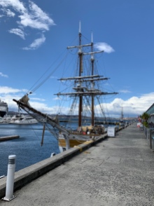 Waterfront Hobart, een oud zeilschip